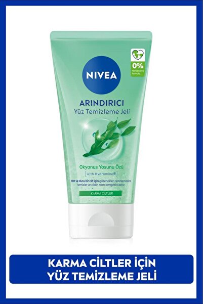 NIVEA Arındırıcı Yüz Temizleme Jeli 150ml, Karma Cilt, Gözenek Temizleyici, Nemlendirici, Matlaştırıcı