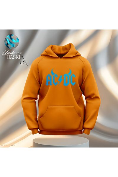 Gölge Store AC-DC Metallica Shiny Slimfit Ανδρικό Γυναικείο Φούτερ με κουκούλα