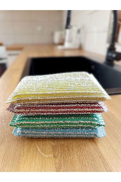 çeçem ticaret 6 Pieces Microfiber Dish Sponge with Wire and Special Texture