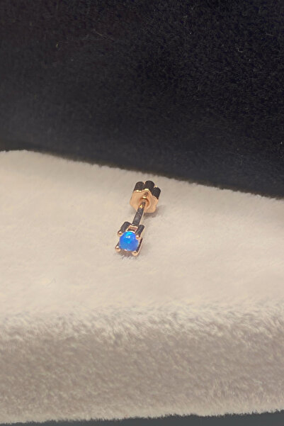 La femme by begum Mini Tırnaklı Mavi Opal Tektaş Arka Top Döndürmeli Rose Gümüş Piercing,helix,conch,flat,tragus