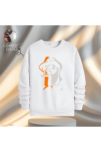 Gölge Store Model cool semi-reclamat design special |   Hanorac Slimfit pentru bărbați și femei cu gât crew