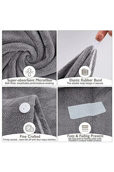 çeçem ticaret Gray Color Microfiber Hair Towel, Hair Cap, For Beach After Bath Sea And Pool