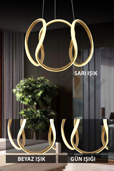 KARDELEN AYDINLATMA AVİZE Kardelen 3-Color Antique Drop Pendant Lamp Modern Led Chandelier