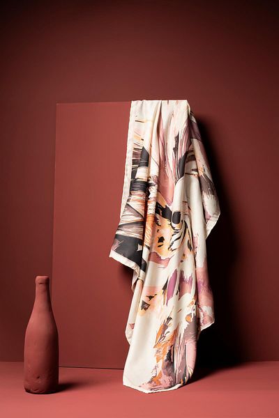 JAWEL 90X90 cm Soft Women's Scarf - Digital Printed Brush Pattern