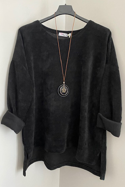 AYASOFYA OTANTIK Kadın Italyan Siyah Kolye Aksesuarlı Salaş Overseize Uzun Ko...