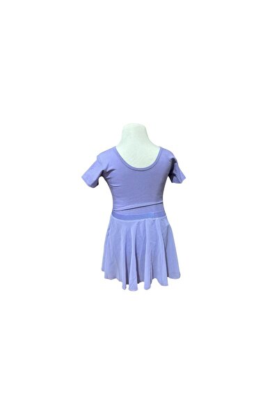 FNDBALE Kısa Kol Mor Renk Bale Mayosu ve Şifon Etek