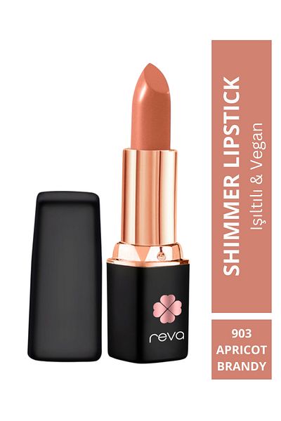 REVA Apricot Brandy Shimmer Lipstick - Sparkle Lipstick - 4 Gr - No: 903 - Vegan and Clean Content