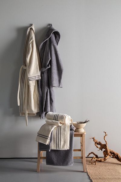Apricitas HOME Modeo Anthracite/Ecru Ap Χτενισμένο Βαμβακερό Οικογενειακό Σετ