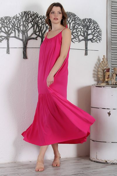 Chiccy Casual ιταλικό φόρεμα με ροζ βολάν φούστα - 130 62