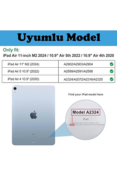 m.tk moveteck Apple iPad Air 11 Air 4 5 6 10.9 2020 2022 2024 Kılıf Katlanır Kalem Bölmeli Akıllı Uyku Modlu Kapak