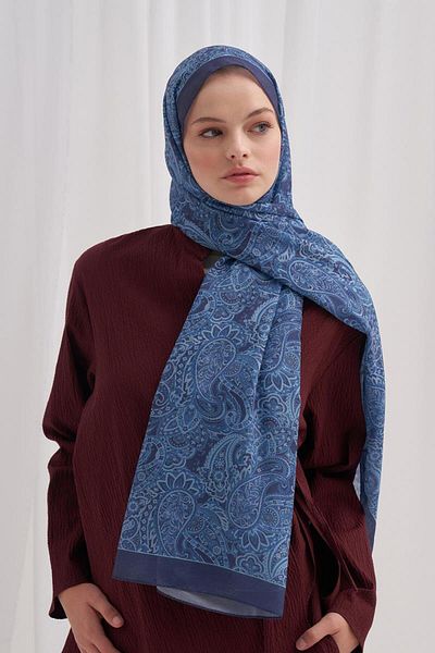 carell Βαμβακερό σάλι Nilla Mirage Navy Blue