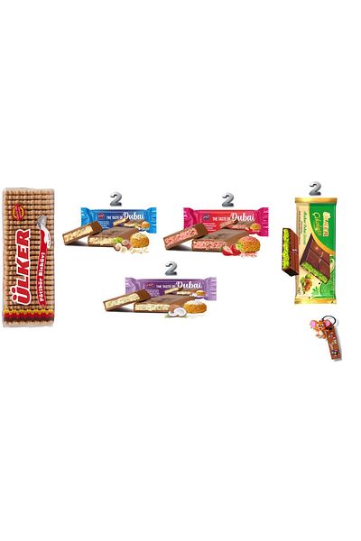 Ülker Pötibör Plain 175g and Dubai Chocolate Feast - Ülker 93g Elite 30g X 6 Pieces (Anahatık Gift)