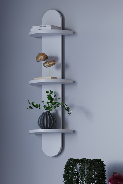 HMC DECOR Çok Amaçlı Duvar Rafı Oval Beyaz