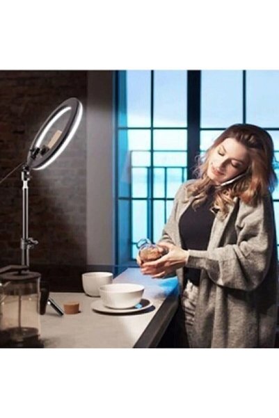 BSTBRANDSHOPPİNGTR Kumandalı Youtuber Tiktok Çekim Işıklı Telefon Tutucu Makyaj Işığı Ring Light 10 Inç + 2.1 M Tripod