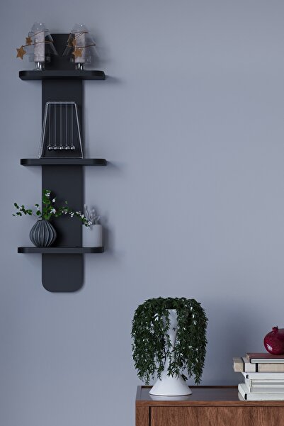 HMC DECOR Çok Amaçlı Duvar Rafı Düz Antrasit Gri