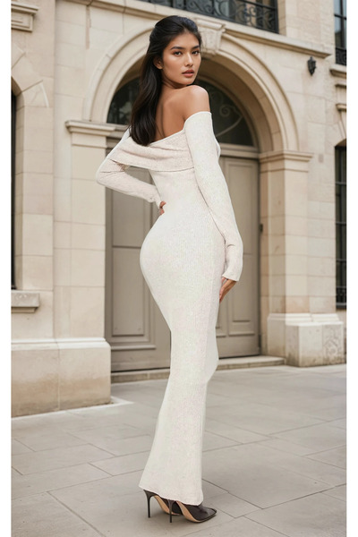Hiccup Off Shoulder Bodycon Ribana Maxi Φόρεμα