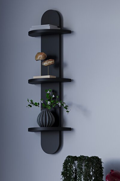 HMC DECOR Çok Amaçlı Duvar Rafı Oval Antrasit Gri