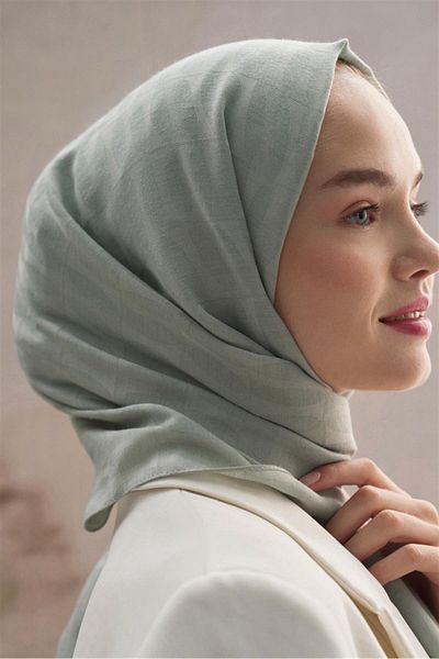 carell Vence Double Sided Mio Pattern Silk Shawl Mint Green