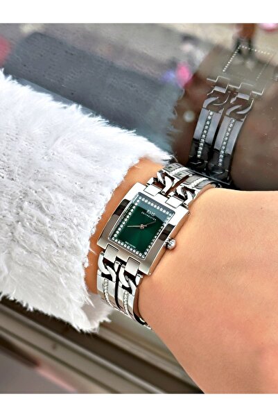 Romanson Özel Tasarım Köşeli Kadran Çelik Kordon Çelik Kasa 5 Atm Su Geçirmez Kadın Kol Saati 1583.08