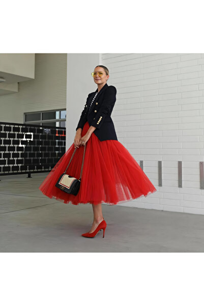 HSNLİFE Women's 3 Layer 75cm Length Crinoline Birthday Christmas Wedding Special Occasion Skirt