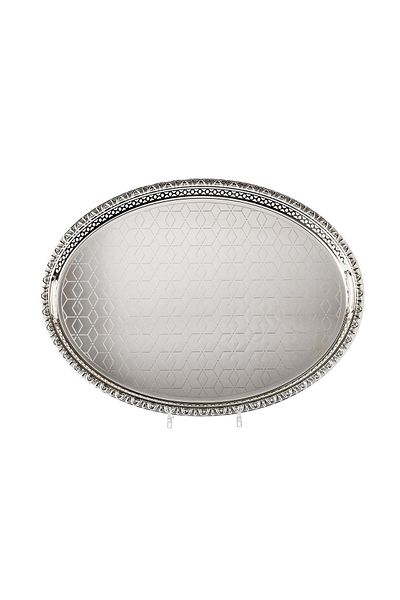Dania Silver Metal Oval Serving Tray 40*54 CM