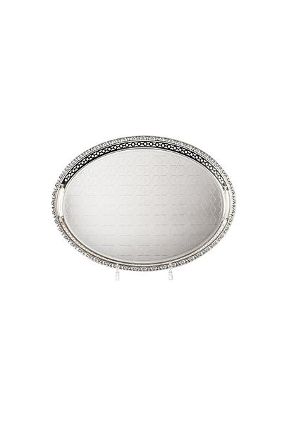 Dania Silver Metal Oval Serving Tray 30*40 CM