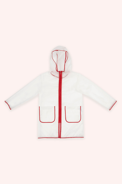 Panço Kız Çocuk Kapüşonlu Beyaz Yağmurluk