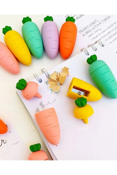 NaSaDAN 1 Piece Carrot Shaped Pencil Sharpener and Sharpener