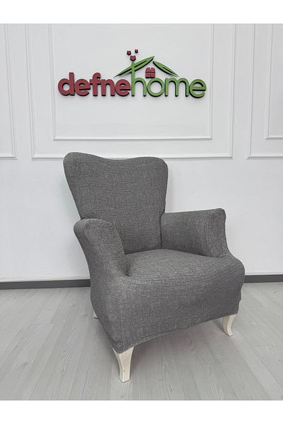 Defne Home Upholstery Fabric Plain Linen Elastic Non-Slip 1 Piece Armchair Seat Cover