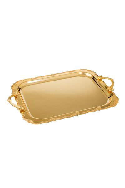 Dania Prestige Rectangular Metal Gold Decorated Tray Set 3 Pieces