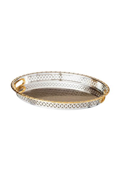 Dania Silver and gold oval single serving tray 40*30 CM