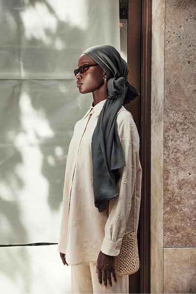 carell Khaki Silk Double Sided Slub Shawl