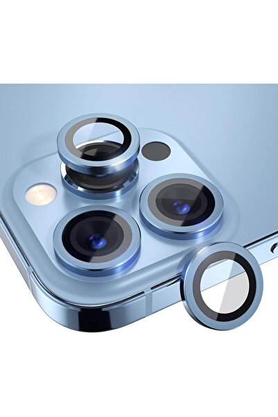 Powerfox Iphone 13 Pro/13 Pro Max Uyumlu Kamera Lens Koruyucu(3'lü Set) Sierra Blue