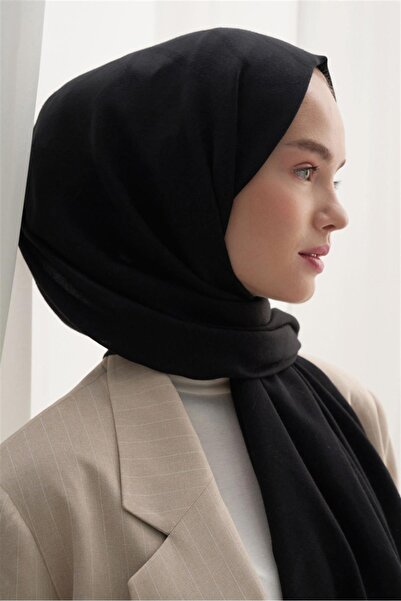 carell Vence Çift Taraflı Geometrik Desen İpek Şal Siyah