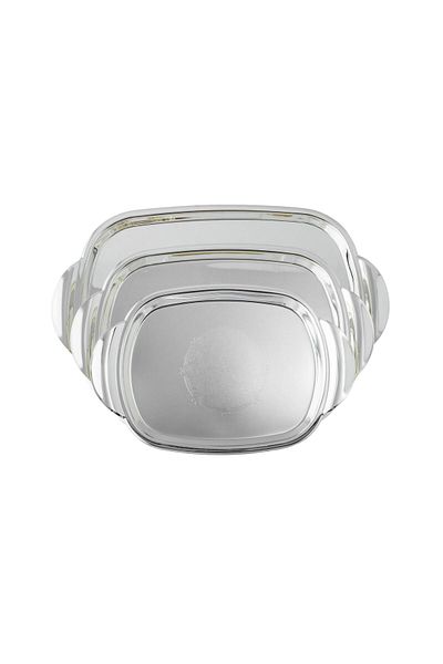 Dania Classic Oval Metal Silver Decorated Tray Set 3 Pieces