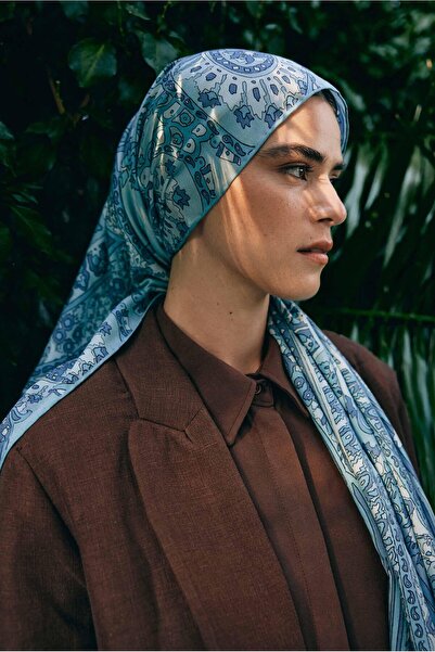 carell Hues Mavi Comfy İpek Şal