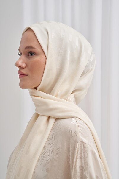 carell Італійський шовковий жакардовий шарф з кубічним візерунком - Перлина