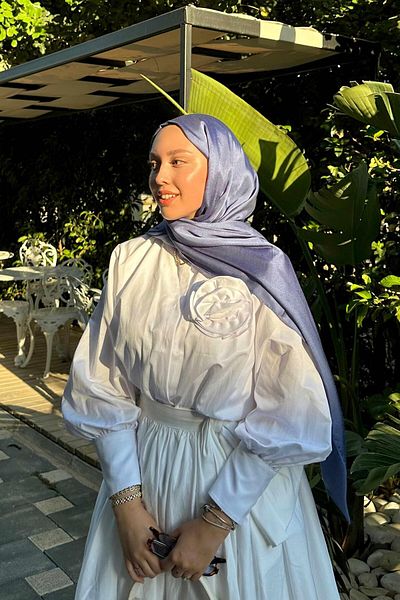 carell Blue Double-Sided Silk Denim Slub - Betül's Choice