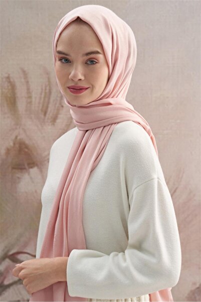 carell Monogram Jakar İtalyan İpekli Şal Pudra