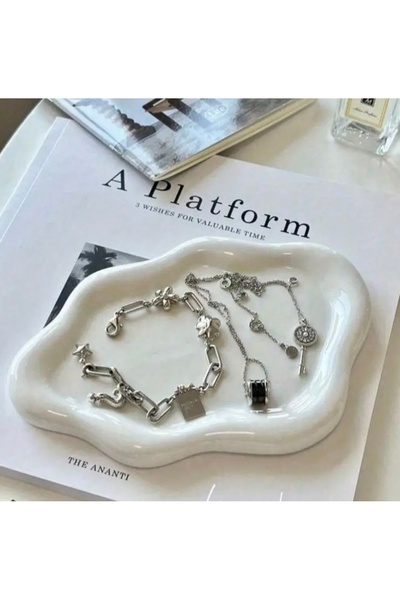 Home Bulut görünümlü oval dekoratif takı tabağı 20 cm