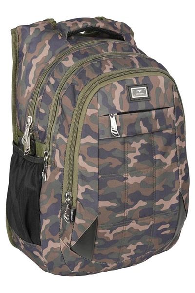 Relaxion 4 Compartment Water Repellent Fabric School Backpack with USB Input Apparatus RLX2229-Camouflage