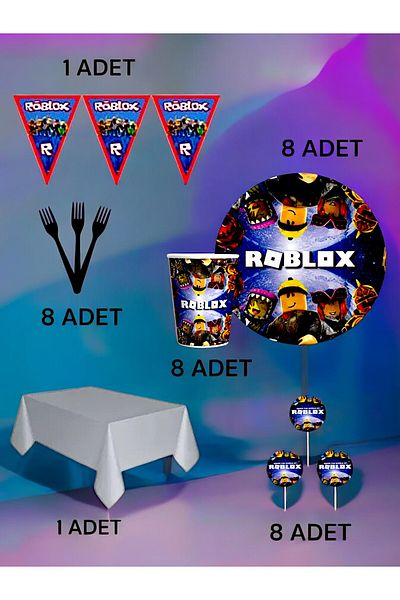 VibeHome 8-Person Roblox Themed Premium Set - Birthday Party and Fun Events