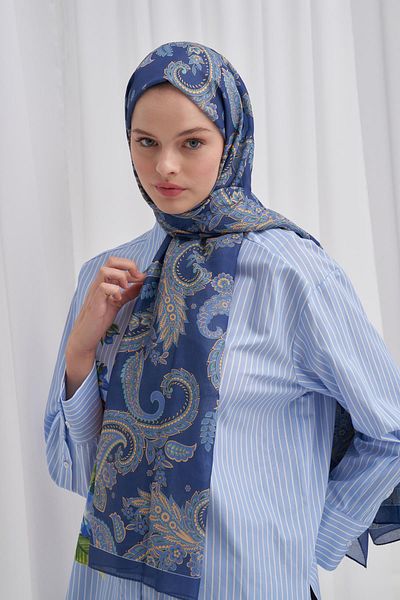 carell Βαμβακερό σάλι Nilla Indigo Mosaic