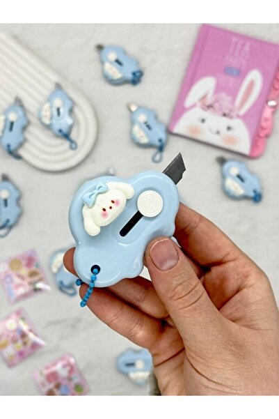 Kağıt Gemi Dükkan Cinnomoroll Desenli Mavi Mini Maket Bıçağı/Sanat Bıçağı/Bul...