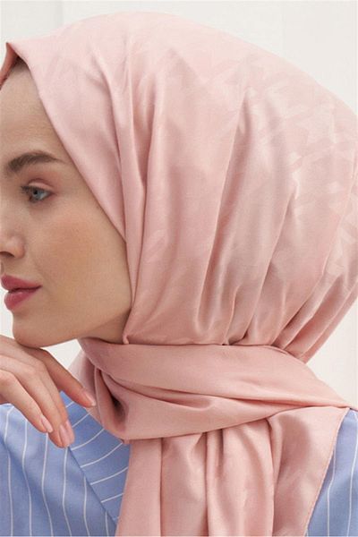 carell Cotton Silk Patterned Houndstooth Shawl - Powder