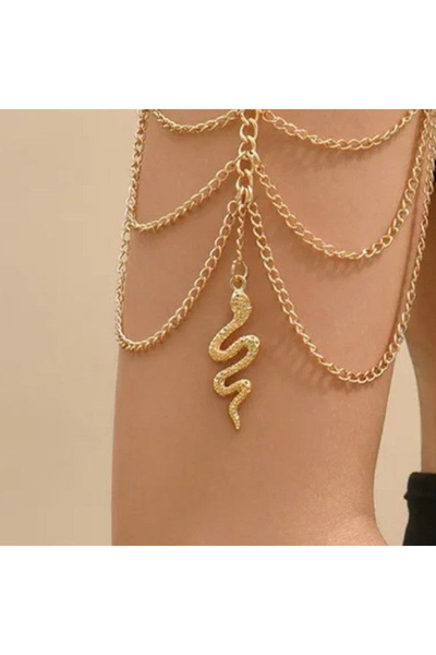 Genel Markalar Şıklığınızı Tamamlayacak Yılan Model Zincirli Üst Kol Bilezik