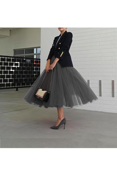 HSNLİFE Women's 3 Layer 75cm Length Crinoline Birthday Christmas Wedding Special Occasion Skirt
