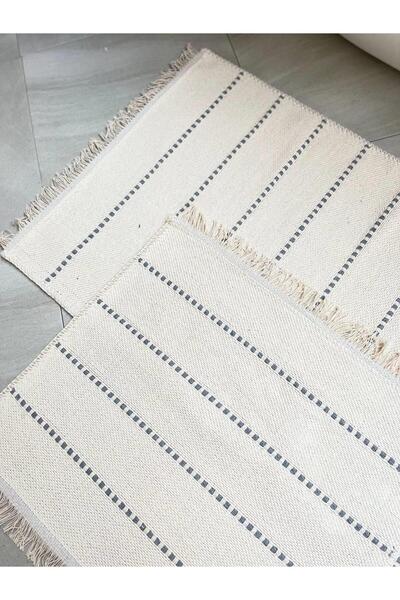 Bluenity Case Natural Cotton Anti-Slip 60X100 50X60 cm Ecru/Grey