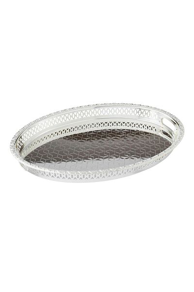 Dania Silver Metal Oval Serving Tray 34*45 CM