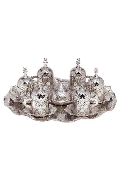 KT HOME Coffee Set Coffee Cup Set for 6 People Turkish Coffee Cup with Tray Coffee Espresso Pearl
